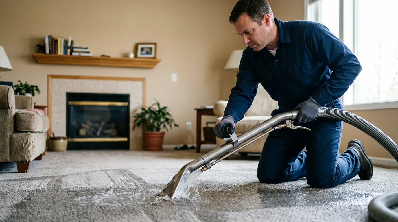 Water damage restoration technician working near Mauckport, IN